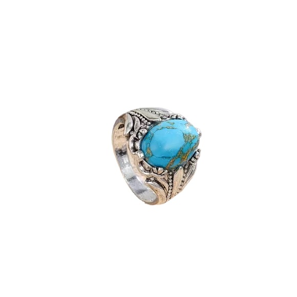 Turquoise and Silver Unisex Ring - Picture 5 of 6